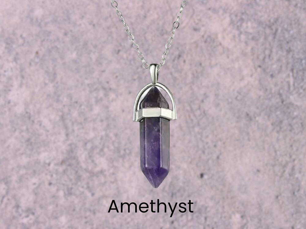 Amethyst Silver Pendant Necklace Boho Fairycore Spiritual